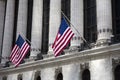 Flags wave outside the New York Stock Exchange, New York, USA Royalty Free Stock Photo