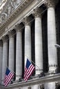 Flags wave outside the New York Stock Exchange, New York, USA Royalty Free Stock Photo