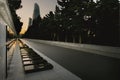 View of Flame Towers from Martyrs\' Lane at Dusk