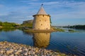 View of the Flat PloskayaTower. Pskov Kremlin Royalty Free Stock Photo