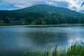 A View Flat Top Mountain and the Peaks of Otter Lodge Royalty Free Stock Photo