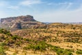 View of the flat-topped rock of Debre Damo monastery