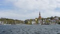 View of the Flensburg harbor and the Sankt JÃ¼rgen Royalty Free Stock Photo