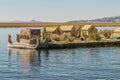 View of floating island Uros, Lake Titicaca, Peru, Bolivia