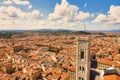 View of Florence and the basilica of Santa Croce. City of Florence in the Tuscany region in Italy and the dome of the Cathedral wi Royalty Free Stock Photo