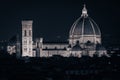 View of Florence Cathedral in Italy from a distance, illuminated in dark and somber tones Royalty Free Stock Photo