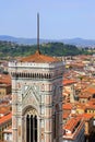 The view on the Florence Cathedral with red tile roofs of houses on the background. Royalty Free Stock Photo