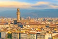 View of Florence city skyline from top view at sunset Royalty Free Stock Photo