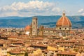 View of Florence from Piazzale Michelangelo - Duomo Santa Maria Del Fiore and Bargello - Tuscany, Italy Royalty Free Stock Photo