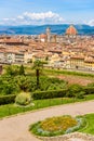 View of Florence from Piazzale Michelangelo - River Arno and Duomo Santa Maria Del Fiore and Bargello - Tuscany, Italy Royalty Free Stock Photo