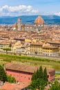 View of Florence from Piazzale Michelangelo - River Arno and Duomo Santa Maria Del Fiore and Bargello - Tuscany, Italy Royalty Free Stock Photo