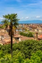 View of Florence from Piazzale Michelangelo - River Arno with Ponte Vecchio and Palazzo Vecchio - Tuscany, Italy Royalty Free Stock Photo