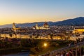 View of Florence from Piazzale Michelangelo at sunset. Italy Royalty Free Stock Photo