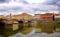 View of Florence from river bank, Florence, Italy