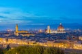 View of Florence skyline at night with view of Duomo of Florence in Tuscany, Italy Royalty Free Stock Photo