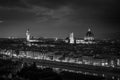 View of Florence during sunset showing the River Arno, the Palazzo Vecchio and the Duomo - Florence, Tuscany, Italy - 24th May Royalty Free Stock Photo