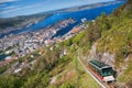 View from Floyen with lift in Bergen Norway Royalty Free Stock Photo