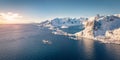 View from flying drone of Hamnoy villege