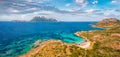 View from flying drone of Spiaggia Del Dottore beach. Royalty Free Stock Photo