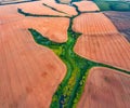 View from flying drone of Ukrainian countryside. Royalty Free Stock Photo