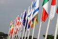A view of the flying flags of all nations in the wind Royalty Free Stock Photo