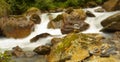 View of flying water in the mountain river