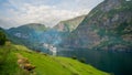 View of FlÃÂ¥m from far mountain viewpoint Royalty Free Stock Photo