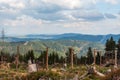 View from foermer hiking trail bellow Travny hill in Moravskoslezske Beskydy mountains in Czech republic