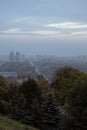 View of the foggy city