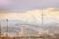 View of the foggy city of Almaty, Kazakhstan