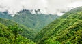 View on foggy death road in the Yungas in Bolivia Royalty Free Stock Photo