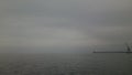 View of the foggy morning and the sea, very cloudy weather