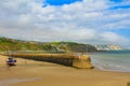 View of Folkestone seafront at low tide UK