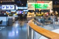 View of food court food hall interior in a big shopping mall, with different cafes and restaurants Royalty Free Stock Photo