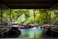 view of foot spa treatment area by a hot spring Royalty Free Stock Photo