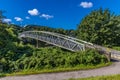 A view of a footbridge beside the Leeds, Liverpool canal at Bingley, Yorkshire, UK Royalty Free Stock Photo