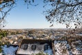 Elevated view across a snowy Bradford on Avon and Wiltshire countryside Royalty Free Stock Photo