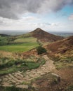View from footpath of ascent to summit of Roseberry Topping, North York Moors Royalty Free Stock Photo