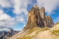 View at the Forcella Lavaredo with Tre Cime Mountains in Dolomites, Italy Royalty Free Stock Photo