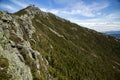 View of forest, mountains, road from Whiteface Mountain in the State New York  USA Royalty Free Stock Photo