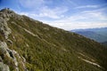 View of forest, mountains, road from Whiteface Mountain in the State New York  USA Royalty Free Stock Photo