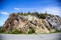 View of forest, mountains, road from Whiteface Mountain in the State New York  USA Royalty Free Stock Photo