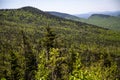 View of forest, mountains, road from Whiteface Mountain in the State New York  USA Royalty Free Stock Photo