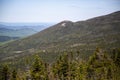 View of forest, mountains, road from Whiteface Mountain in the State New York  USA Royalty Free Stock Photo