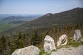 View of forest, mountains, road from Whiteface Mountain in the State New York  USA Royalty Free Stock Photo