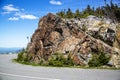 View of forest, mountains, road from Whiteface Mountain in the State New York  USA Royalty Free Stock Photo