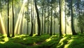 View of a forest in the sunlight. Basking in the Sunlight of the Fores.