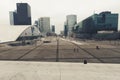 View form Grande Arche stairs on La Defense in Paris