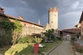 View form the outside of the Medieval village of Ricetto di Candelo in Piedmont, used as a refuge in times of attack during the Mi Royalty Free Stock Photo