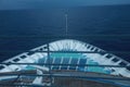 View form the window of the navigational bridge of the cruise ship through  ocean during calm sea Royalty Free Stock Photo